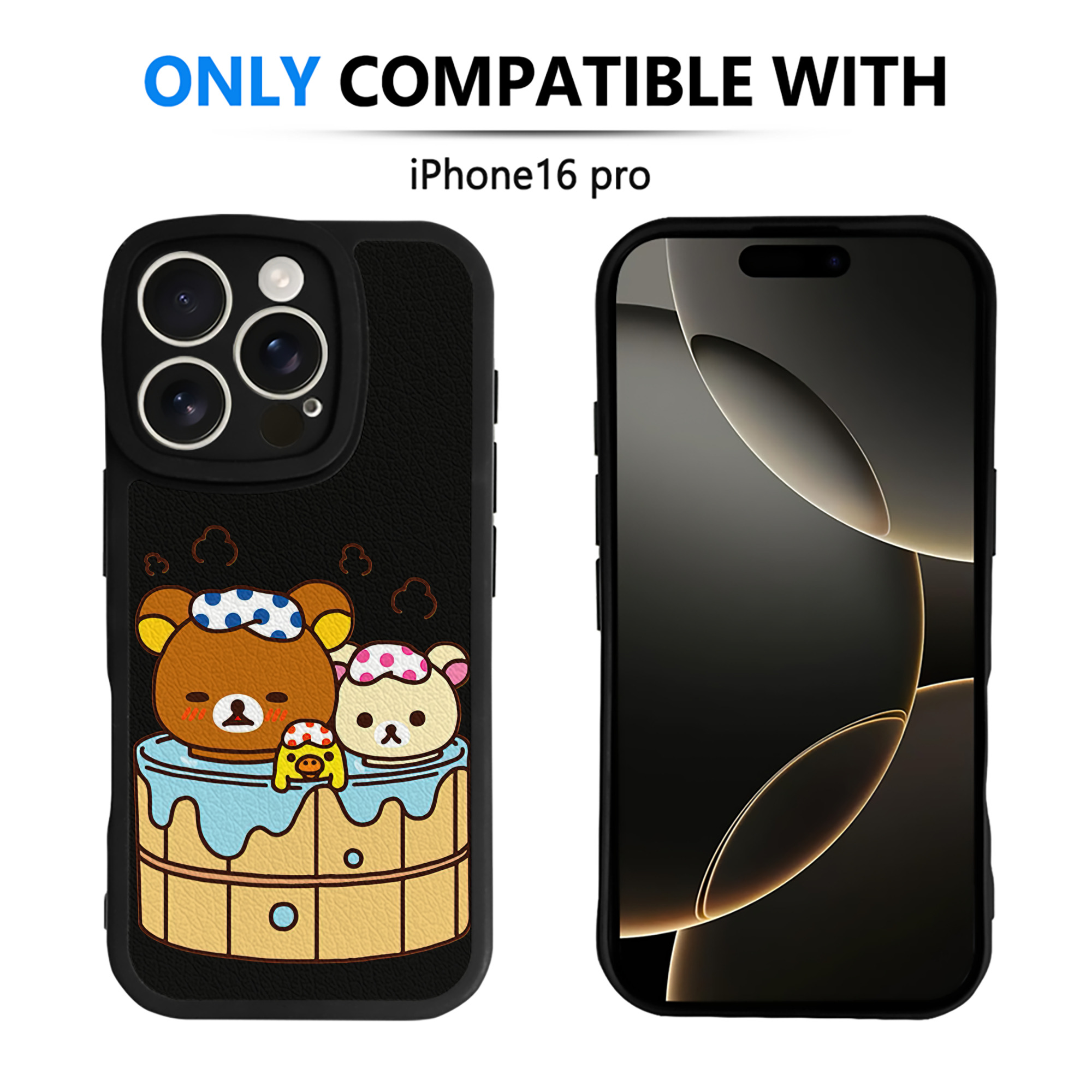 （画像用） リラックマ リラックマ キイロイトリ Rilakkuma Korilakkuma Kiiroitori 【iPhone 16シリーズ対応】シリコンスマホケース（レザー調） 材質：シリコン